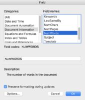 Formatting a Manuscript inserting word count